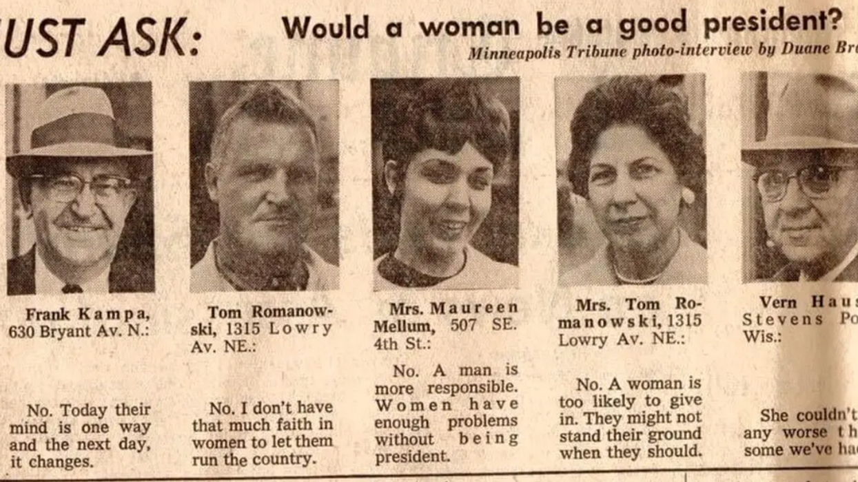 1963 poll, Vern Hause, woman president, Minneapolis Star Tribune, vintage newspaper, viral Reddit, X social, gender norms, history snapshot, retro opinions, public opinion, feminist history, presidential debate, street interviews, viral clip, trending archive, culture shift, then vs now, internet reacts, social media buzz