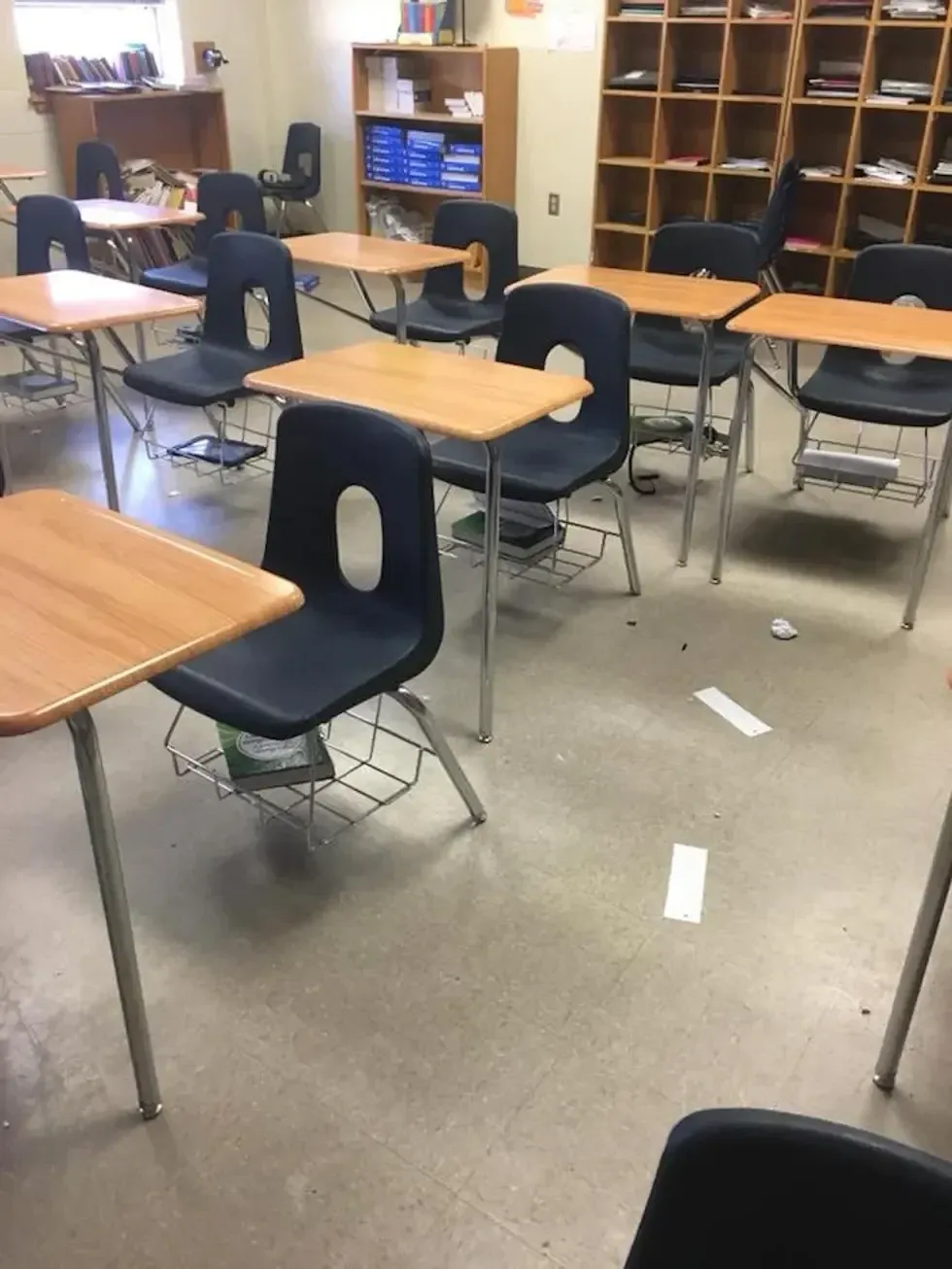 a-dirty-classroom-with-trash-on-the-floor Soon-to-be ex-teacher goes off on parents who 'coddle and enable' their kids. Internet wildly applauds.