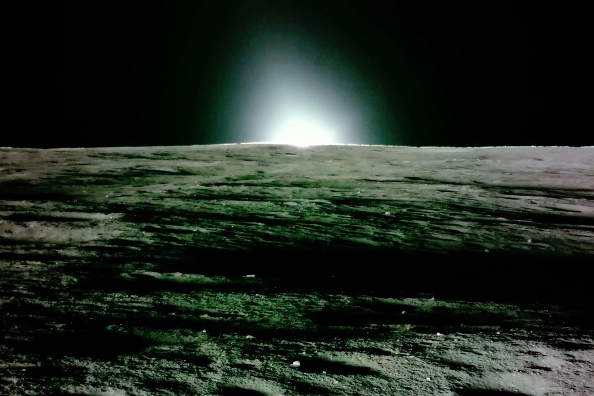 A photo of a sunset on from the Moon