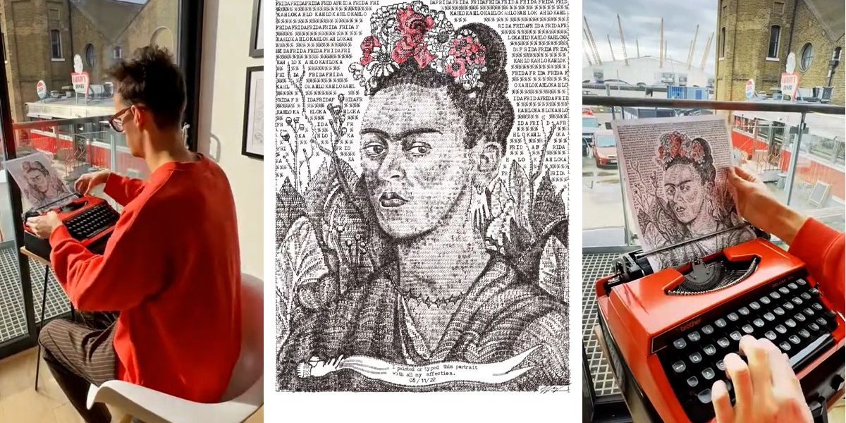 Artist uses 100 different typewriters to methodically create unique artistic masterpieces