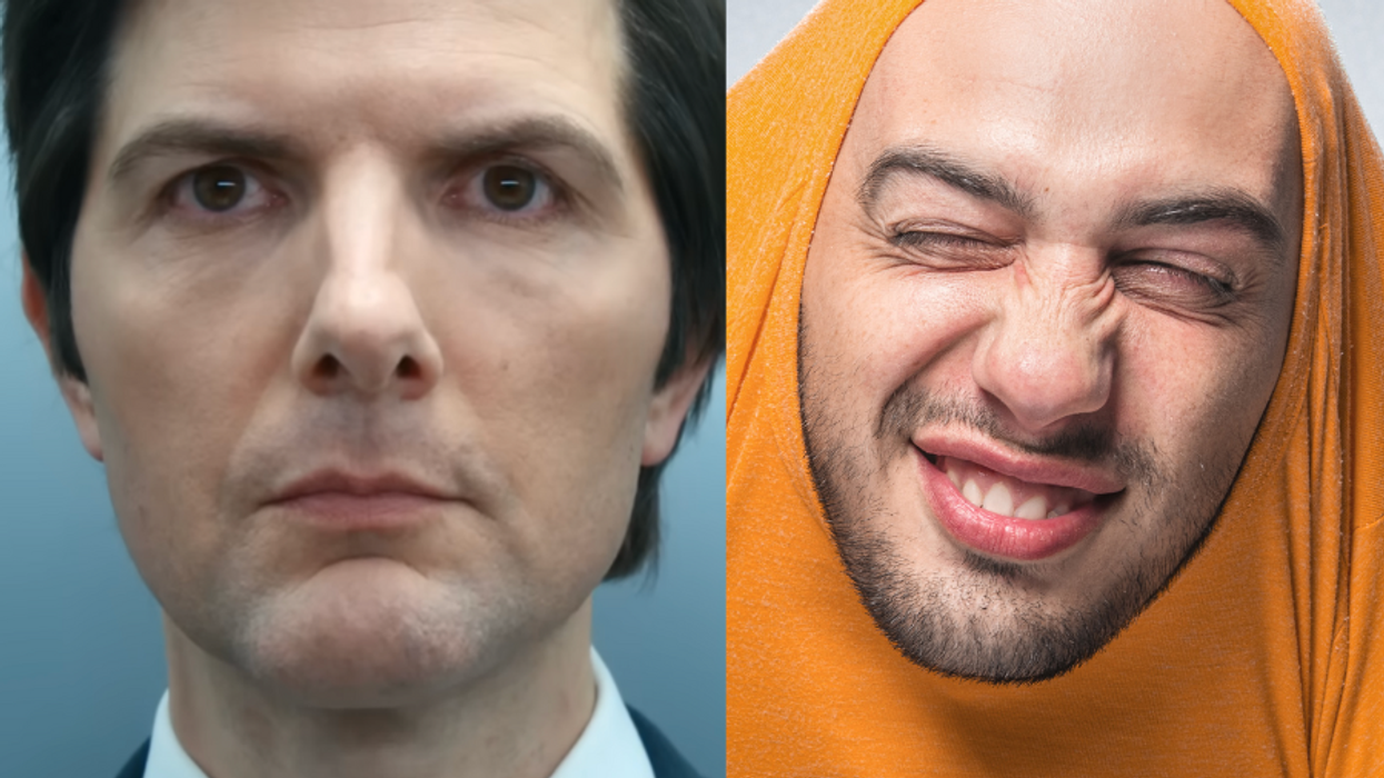 Adam Scott, 'Severance', actor, show, funny face, parody