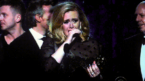 Adele happy crying.