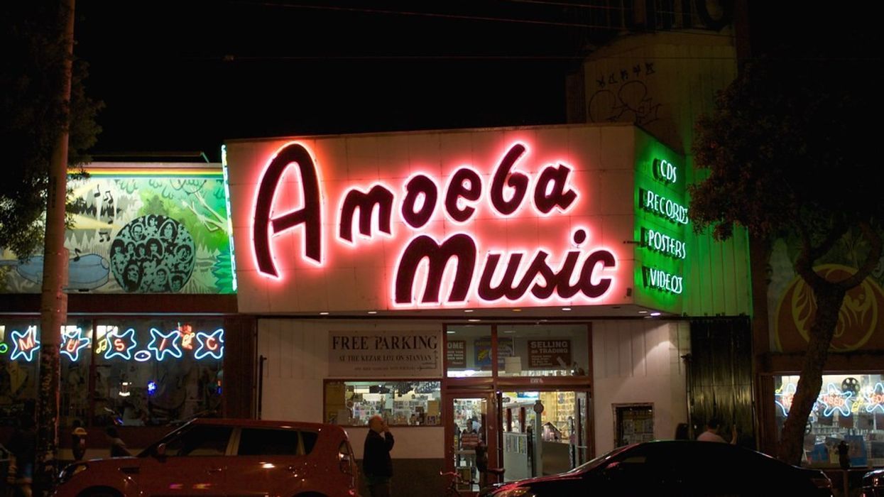 Amoeba music store at night