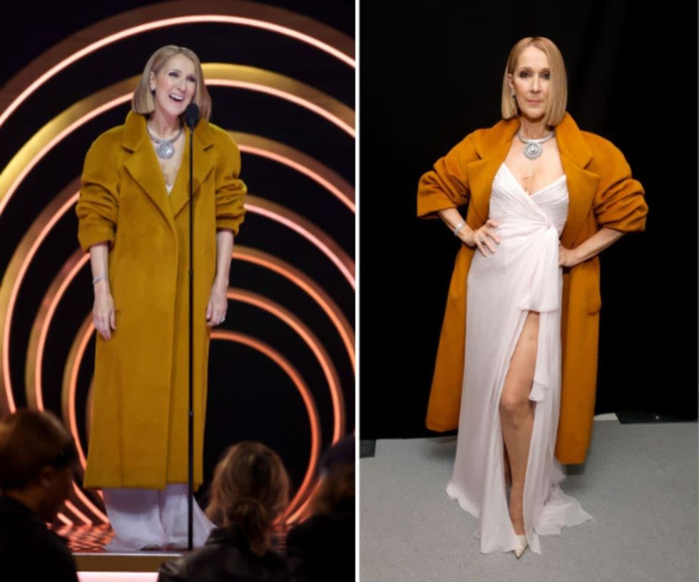 Celine Dion makes a stunning return to the 65th Grammy Awards.Image Source - Getty Images