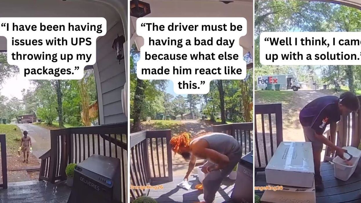 Man spots delivery workers throwing his packages but he decides to respond with kindness