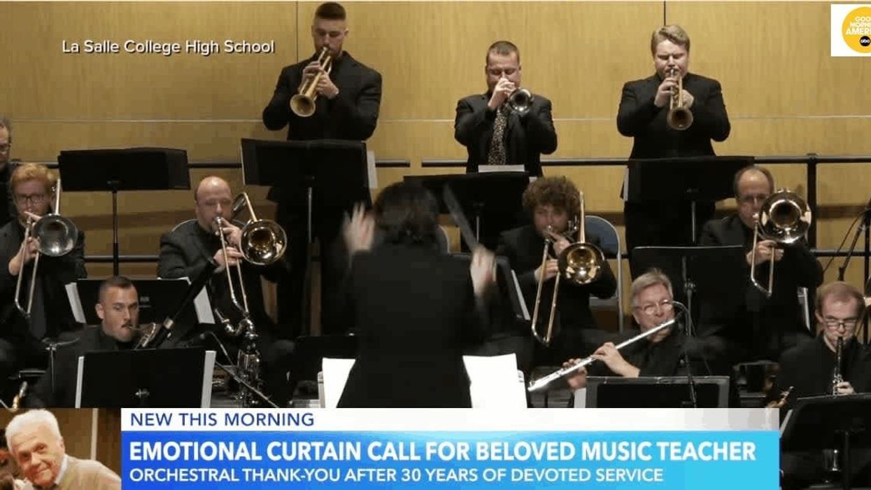 Beloved music teacher gets emotional after surprise send-off to celebrate 54 years of teaching