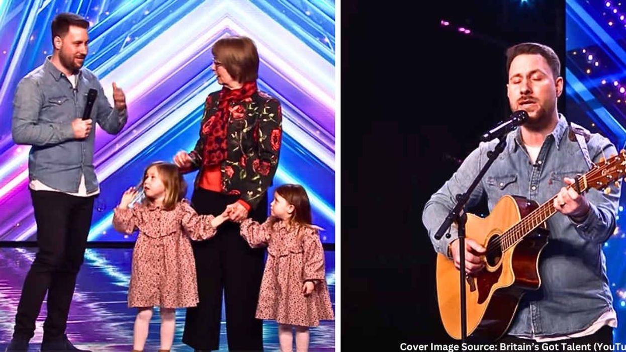Dad sitting in crowd had no idea his daughters signed him up for 'BGT' audition. Judges weren't ready for him.