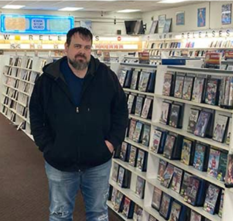 David Kraning at his now-closed video store.