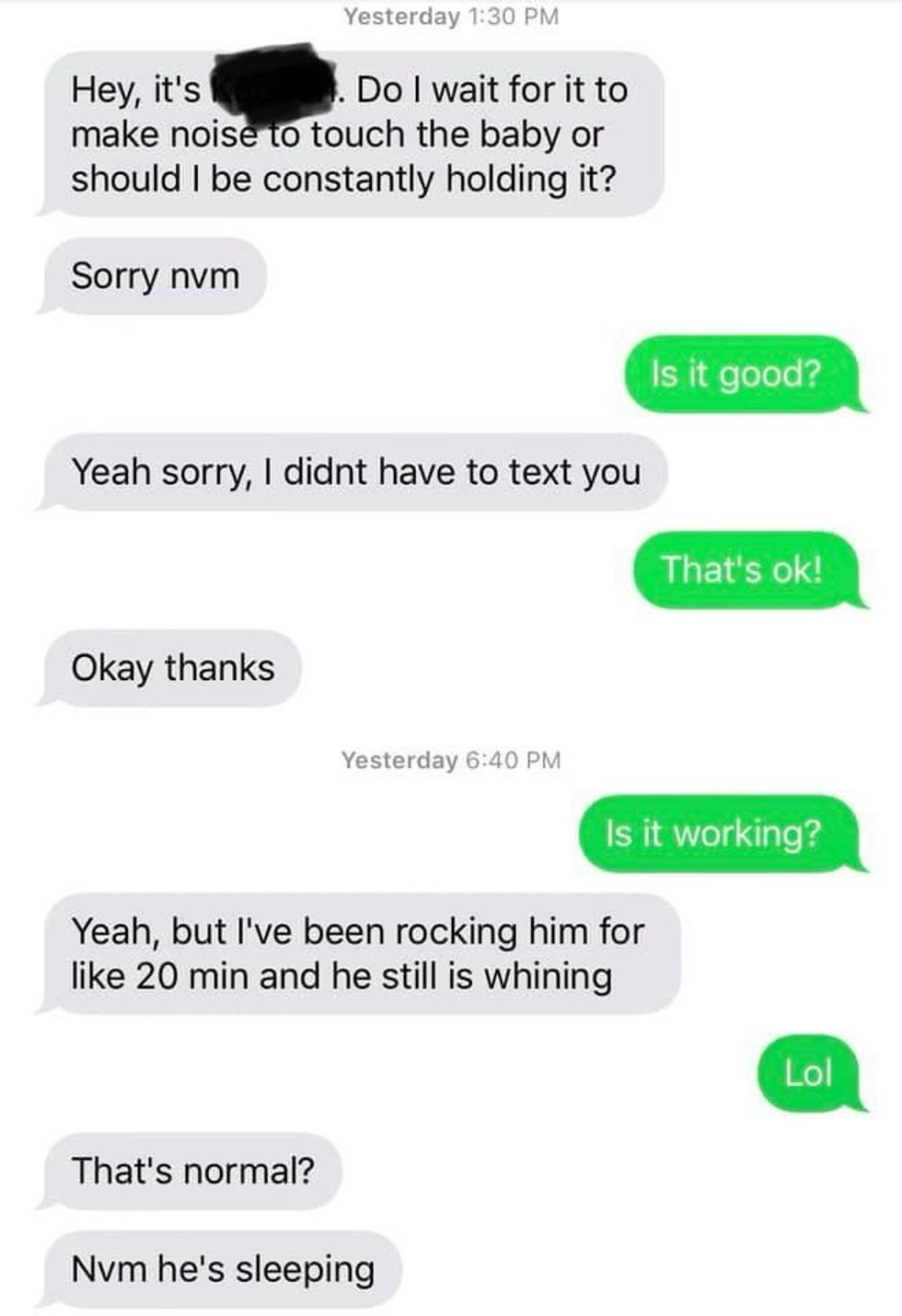 fake baby assignment, parenting class, high school project, viral student texts, chippewa secondary school, andrea lefebvre, real care baby, funny student stories, parenting simulation, teen parenting lesson