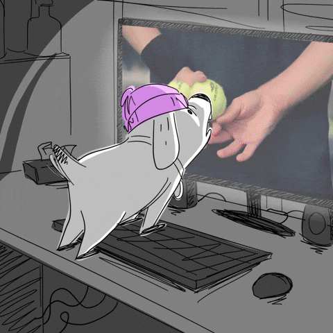 gif of an animated dog watching an Internet video