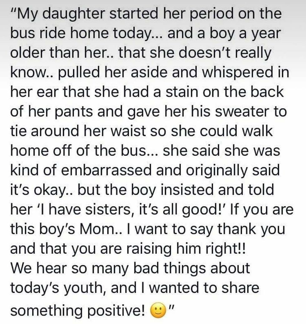 He gave her his sweater.