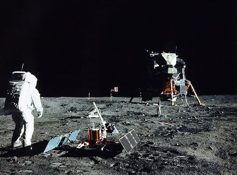 Image Source: Astronaut Edwin E. Aldrin Jr., Lunar Module Pilot, stands near a scientific experiment on the lunar surface. Man's first landing on the Moon occurred July 20, 1969 as Lunar Module