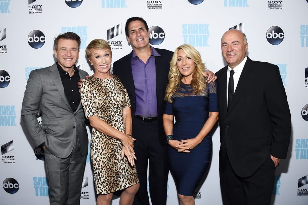 Image Source: Business investors and television personalities Robert Herjavec, Barbara Corcoran, Mark Cuban, Lori Greiner and Kevin O'Leary attend the
