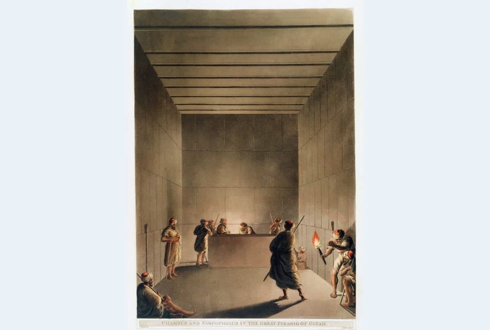 Image Source: Chamber and Sarcophagus in the Great Pyramid of Giza', Egypt, (Photo by Historica Graphica Collection/Heritage Images/Getty Images)