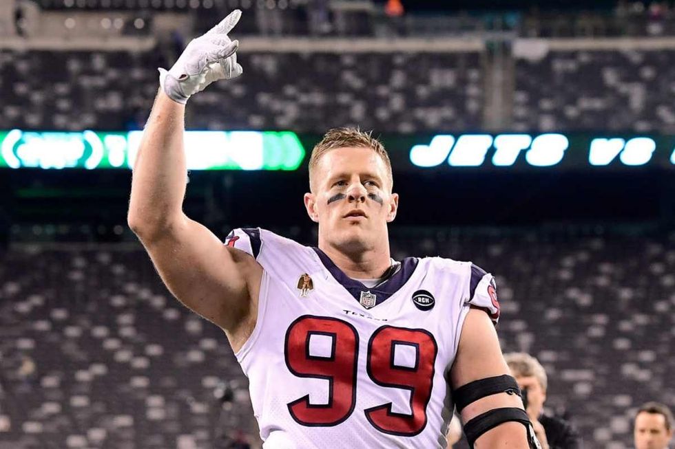 Image Source: J.J. Watt #99 of the Houston Texans celebrates his team's win over the New York Jets at MetLife Stadium on December 15, 2018, in East Rutherford, New Jersey. (Photo by Steven Ryan/Getty Images)