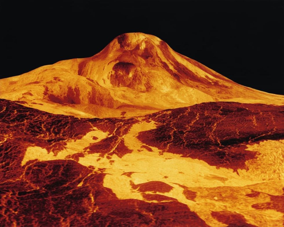 Image Source: Lava flows from Maat Mons, a 5-mile-high volcano located on the planet Venus. | Location: Venus. (Photo by Lee Corkran/Sygma via Getty Images)
