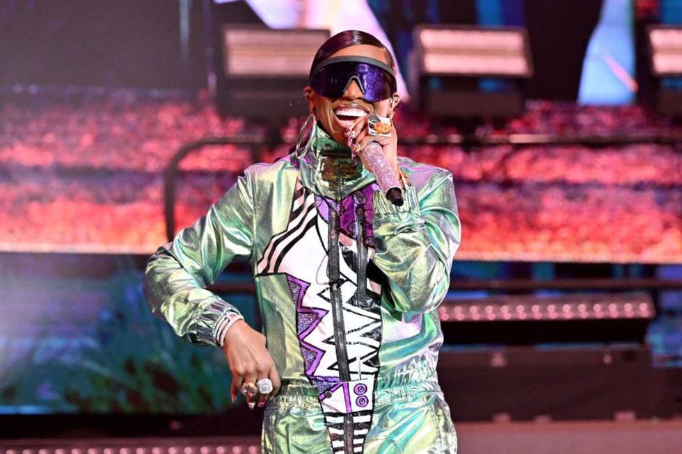Image Source: Missy Elliott performs onstage at State Farm Arena on May 12, 2023 in Atlanta, Georgia. (Photo by Paras Griffin/Getty Images for Strength Of A Woman Festival & Summit)