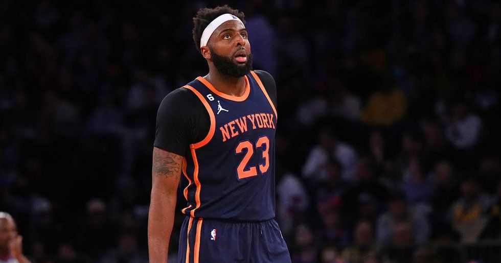 Image Source : Mitchell Robinson #23 of the New York Knicks in action against the New Orleans Pelicans at Madison Square Garden on February 25, 2023 in New York City.(Photo by Mike Stobe/Getty Images)