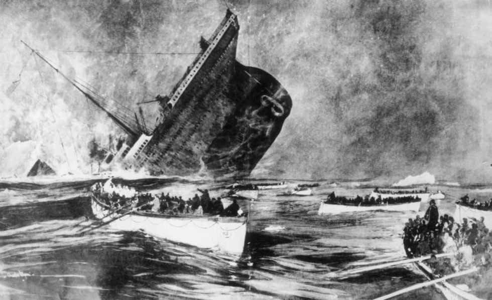 Image source: Survivors watch from the lifeboats as the ill-fated White Star liner, the 'Titanic', plunges beneath the waves. Original Publication: Illustrated London News - pub. 1912 Original Publication: From a special supplement of 'Graphic'. (Photo by Hulton Archive/Getty Images)