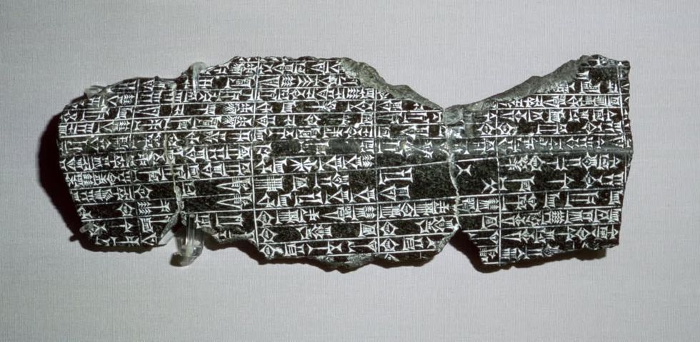 Image Source: Tablet with inscription in Sumerian and Akkadian erected by King Hammurapi of Babylon from Ur, from the British Museum's collection. (Photo by CM Dixon/Print Collector/Getty Images)