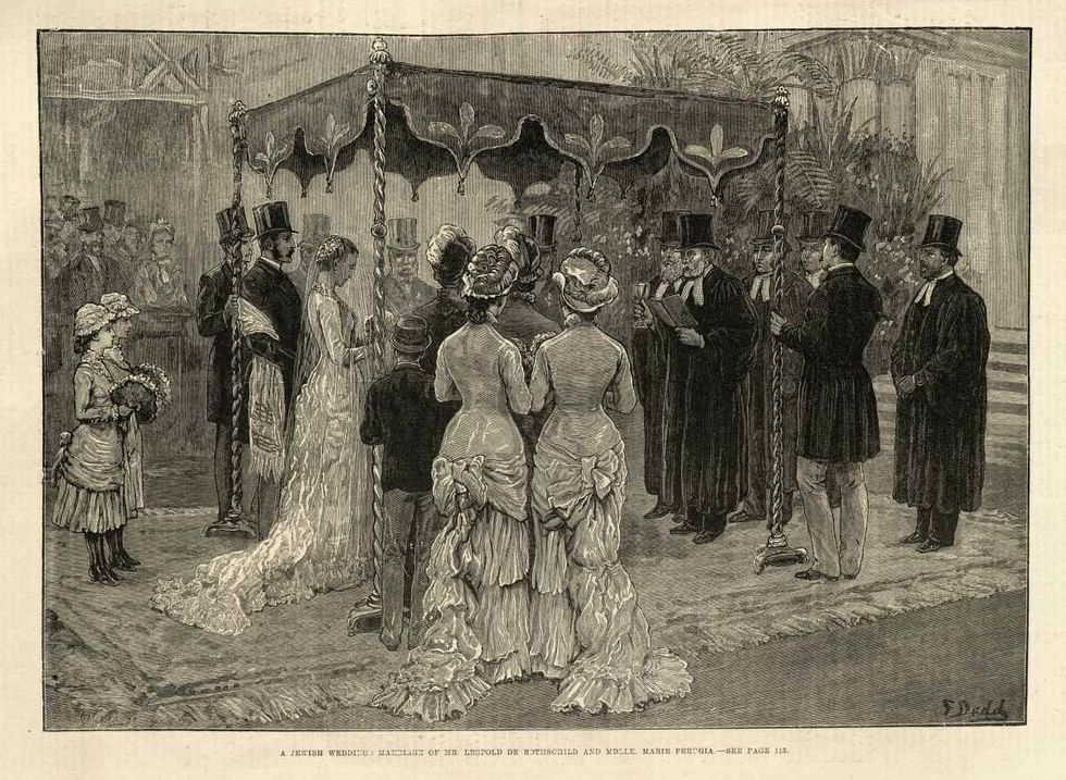 Image Source: Vintage illustration of Marriage of Leopold de Rothschild and Marie Perugia, Jewish wedding, 1880s, Victorian 19th Century. (Getty Images)