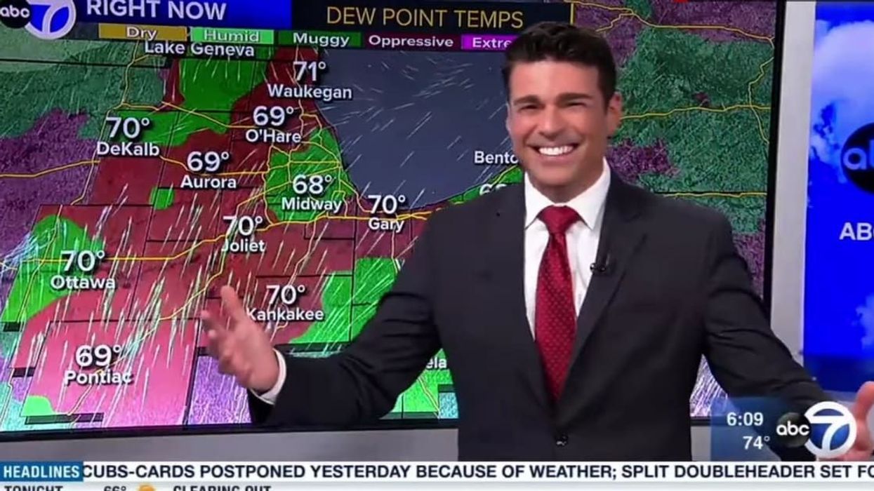 Weatherman has hilariously epic reaction after learning his monitor is touchscreen during live broadcast