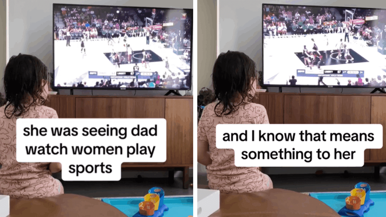 Dad devotes himself to watching women's sports to inspire his little daughter and it's everything