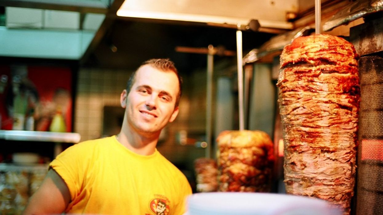 kebab shop, man, kebab