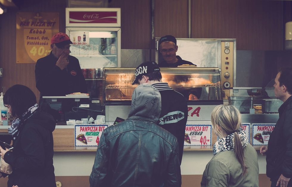 kebab shop, men, affirming, trans