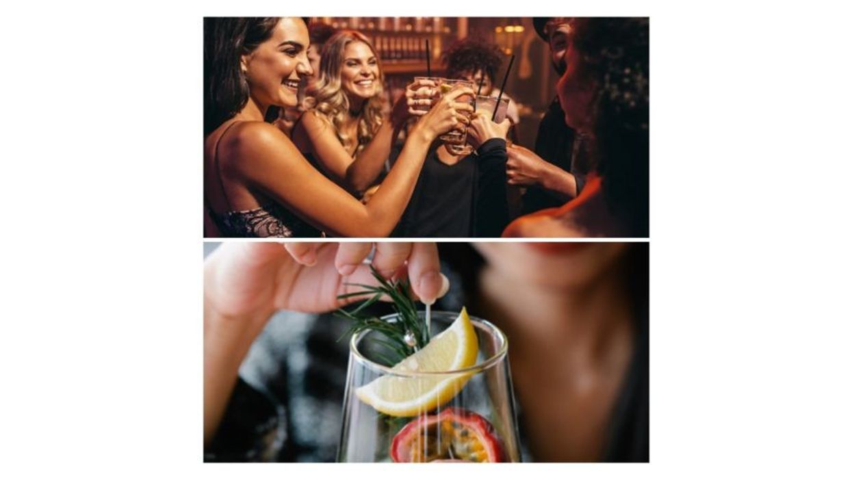 ladies having drinks, a drink with a stirrer