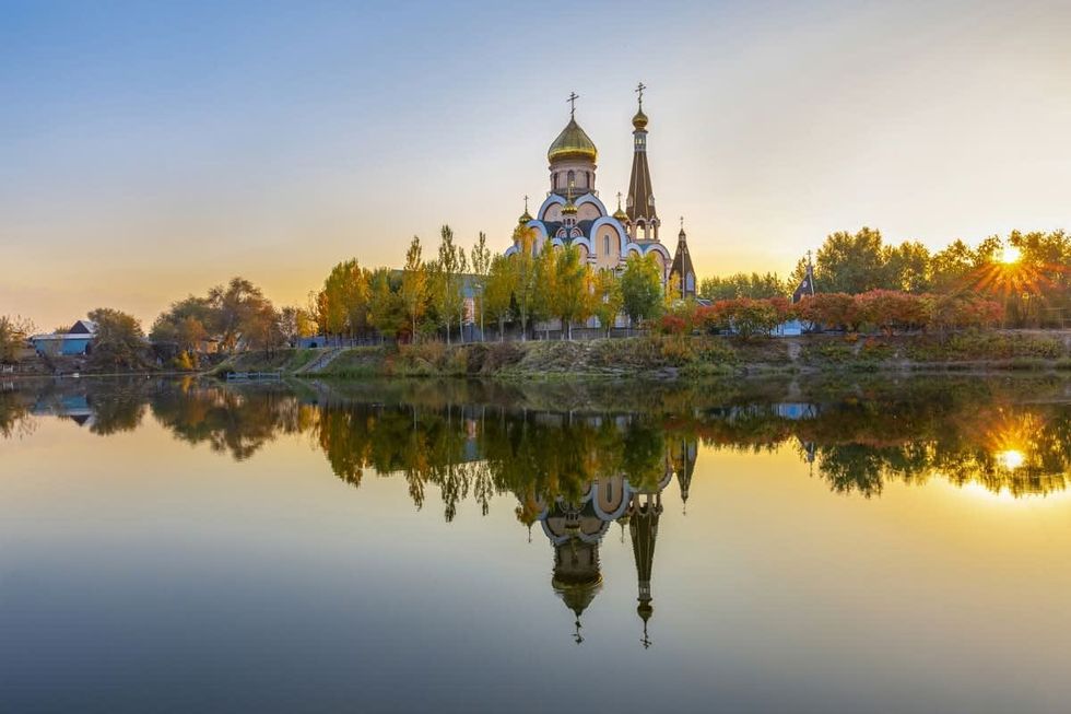 Reflections of Russian Orthodox Church in Almaty, Kazakhstan (Representative Image Source: Getty Images | Ozbalci)