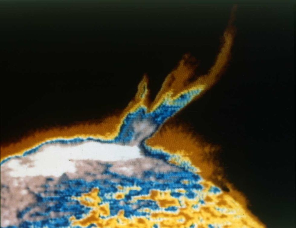 Representative Image Source: Eruption or flare on the surface of the Sun. Artist NASA. (Photo by Heritage Space/Heritage Images/Getty Images)