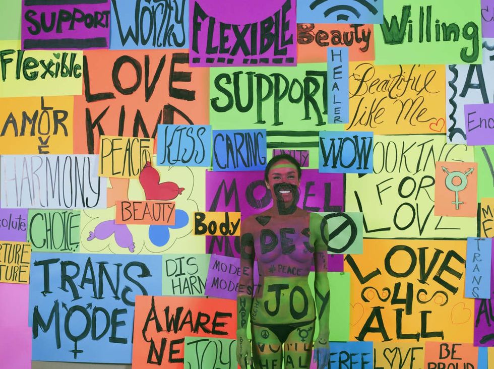 Representative Image Source: hai transgender woman blending with message collage on wall (Getty Images)