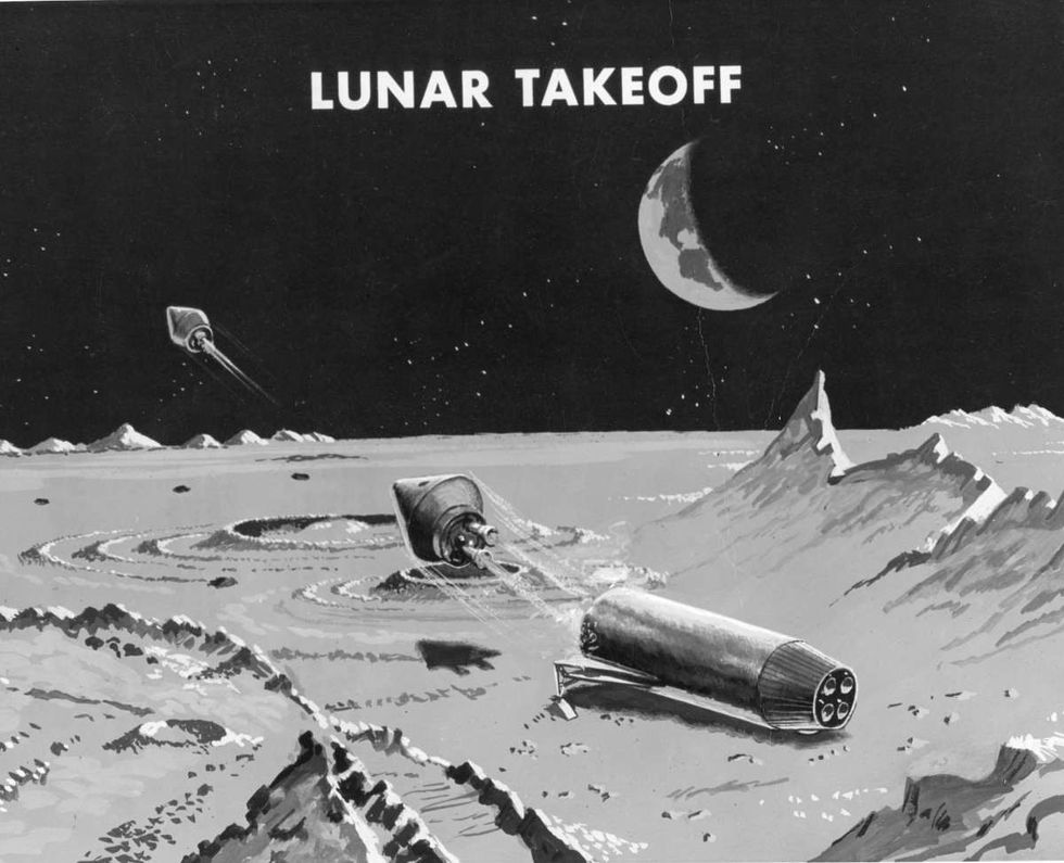 Representative Image Source: Illustration depicts a proposed method for a NASA lunar launch at the end of a moon mission, 1961. (Photo by NASA/PhotoQuest/Getty Images)