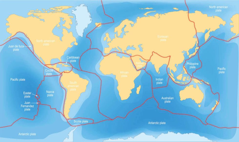 Representative Image Source: Plate tectonics map. major an minor plates. Vector illustration. (Getty Images)