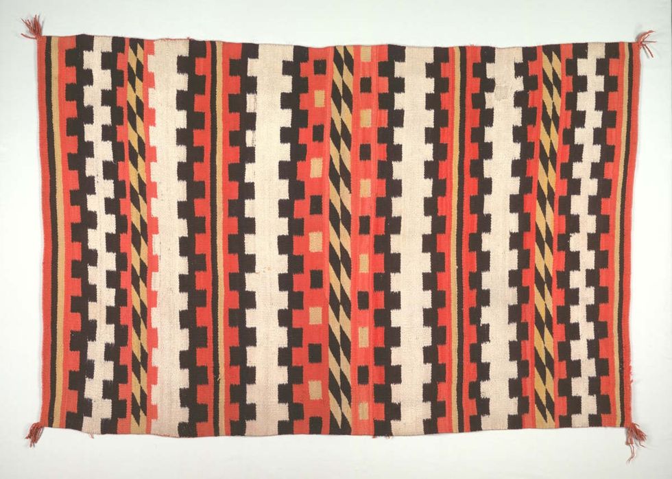 Representative Image Source: Rug (banded pound blanket style), circa 1895-1910. Creator Unknown. (Photo by Heritage Arts/Heritage Images via Getty Images)