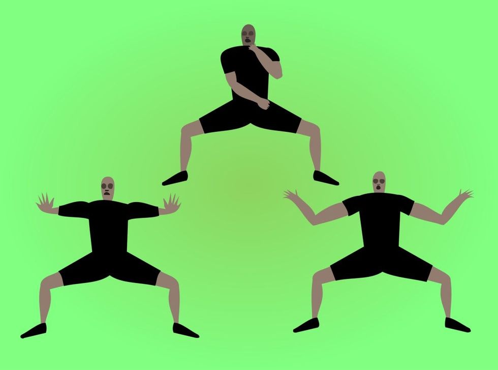 Representative Image Source: Stylized figures in positions of maori haka dance in clothing reminiscent of rugby players. (Getty Images)