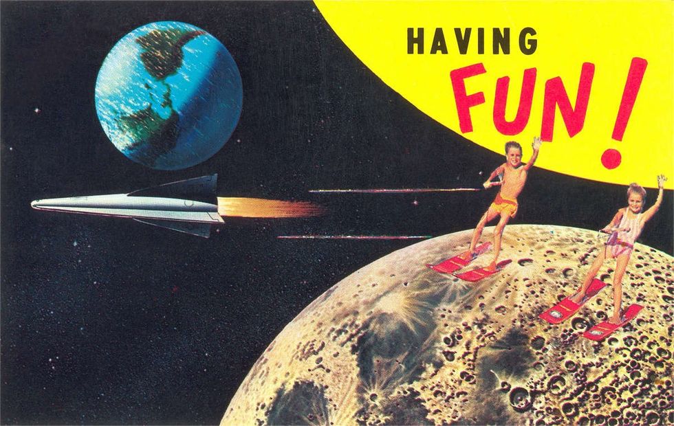 Representative Image Source: Vintage illustration of Water Skiing on the Moon, Having Fun, 1960s. (Photo by Found Image Holdings/Corbis via Getty Images)