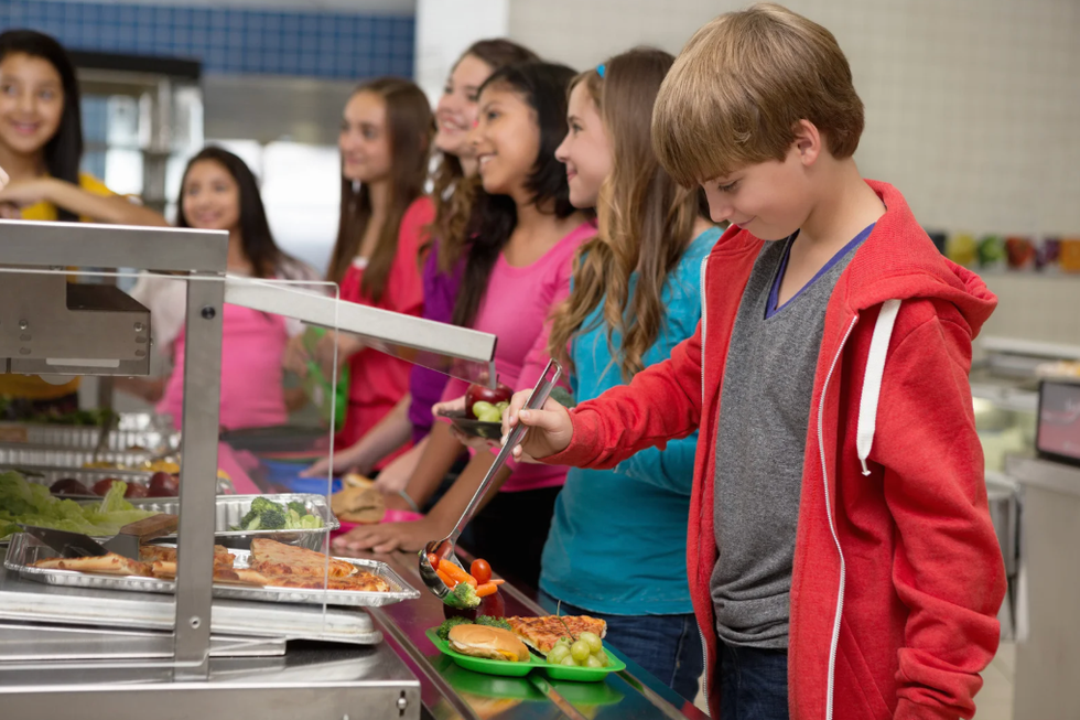 School cafeteria line