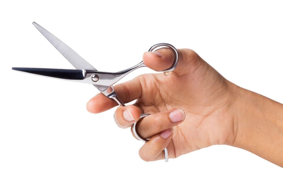 scissors, left-handed people, artwork, cutting things, hands