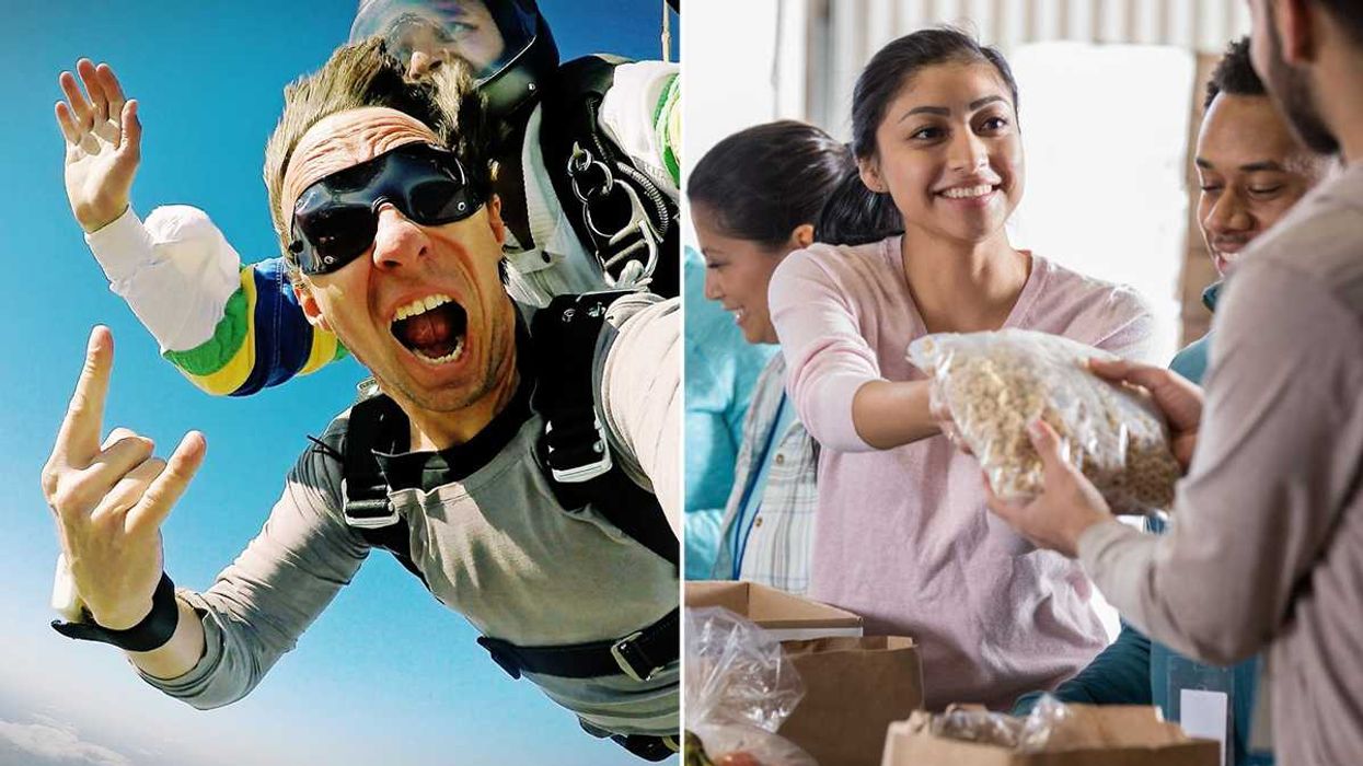 skydiving, volunteer, time, money, happiness, purpose, Reddit, Redditors