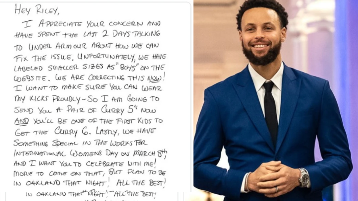 Steph Curry sneakers, Riley Morrison letter, gender equality sports, Under Armour Curry shoes, empowering girls sports, women's basketball, Curry shoes girls sizes, athlete advocacy, gender-inclusive products