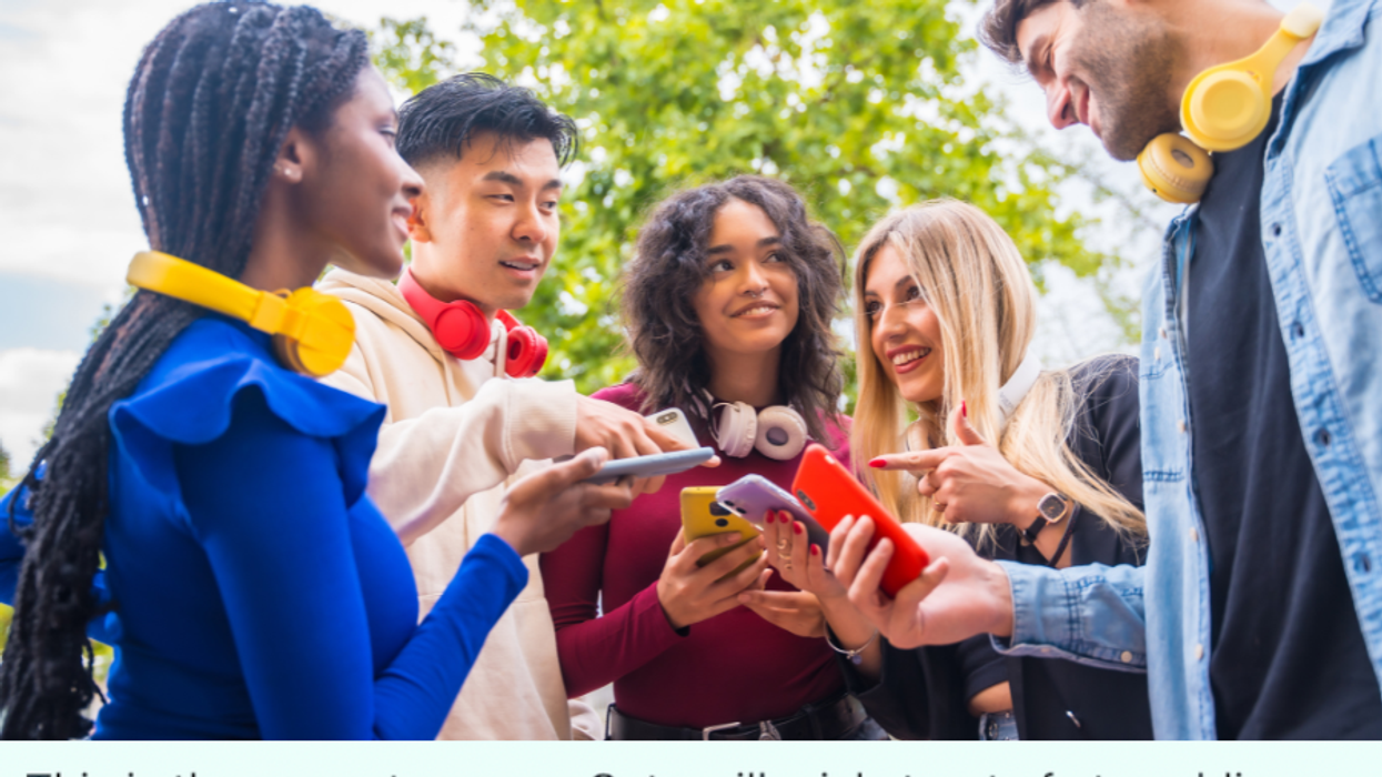 Young adults wearing headphones stream music from their phones