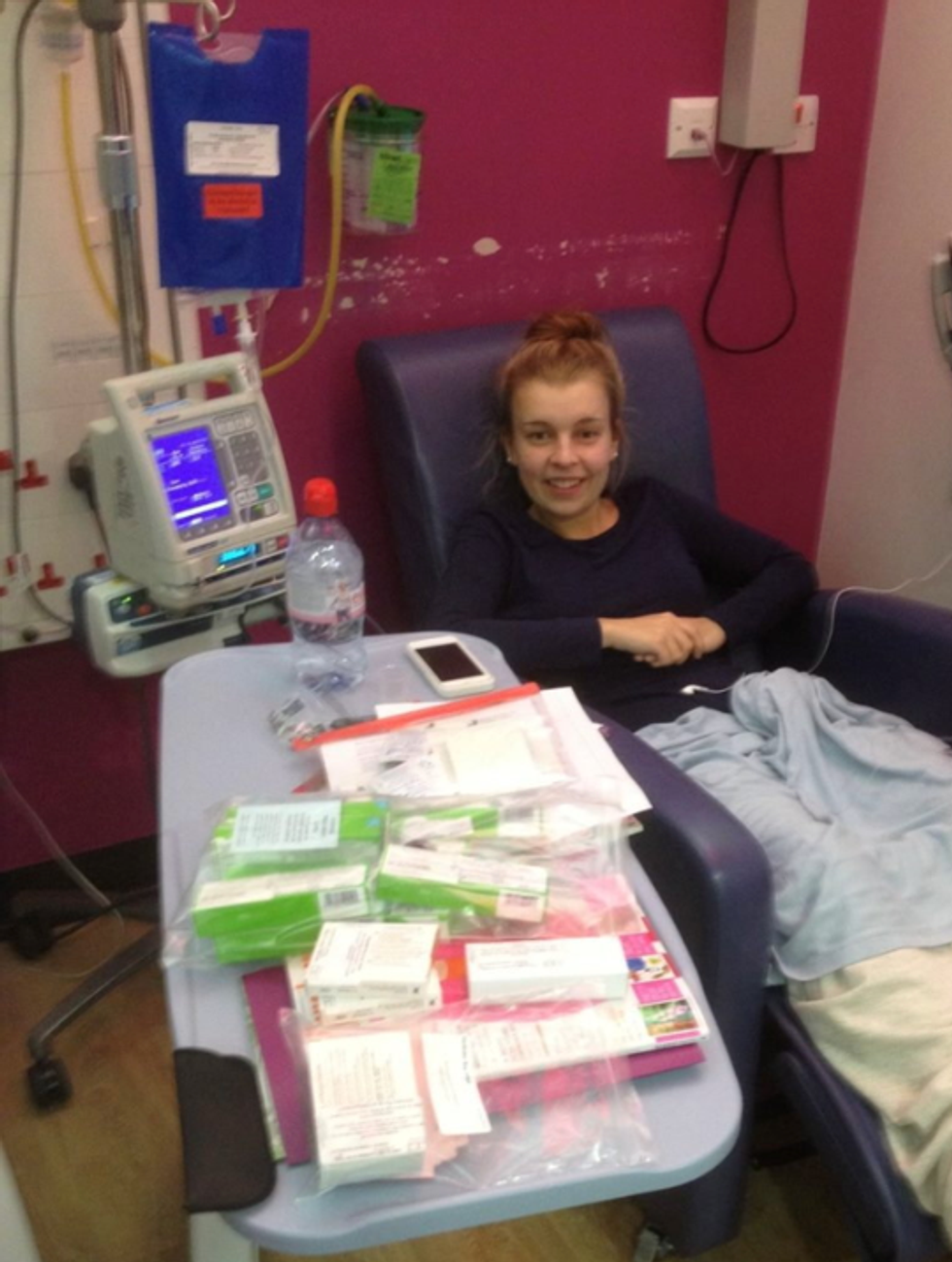 Young Katherine during one of her earlier cancer treatments in the hospital