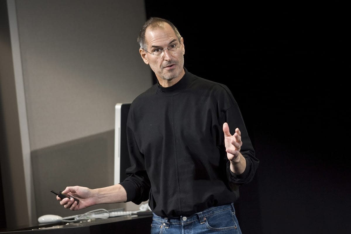 Apple CEO Steve Jobs speaks at the Apple headquarters March 6, 2008 in Cupertino, California. Apple introduced a new iPhone software developers kit which enables 3rd party software developers to develop software for the iPhone. (Photo by David Paul Morris/Getty Images)