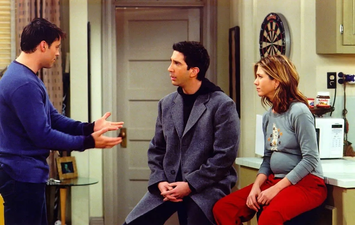 UNDATED PHOTO: Actors Matt Le Blanc (L), David Schwimmer (C) and Jennifer Aniston are shown in a scene from the NBC series