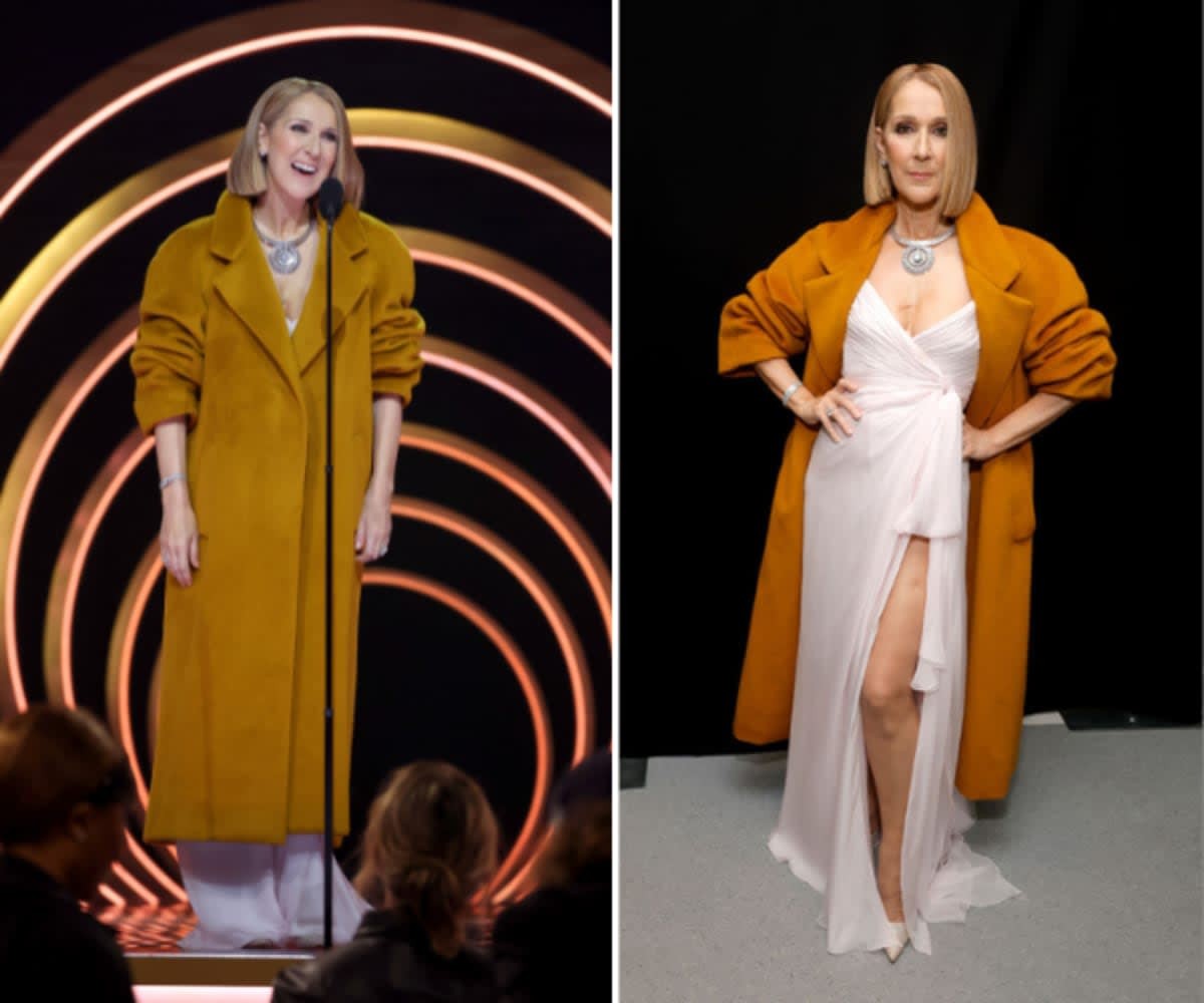 Celine Dion makes a stunning return to the 65th Grammy Awards.Image Source - Getty Images