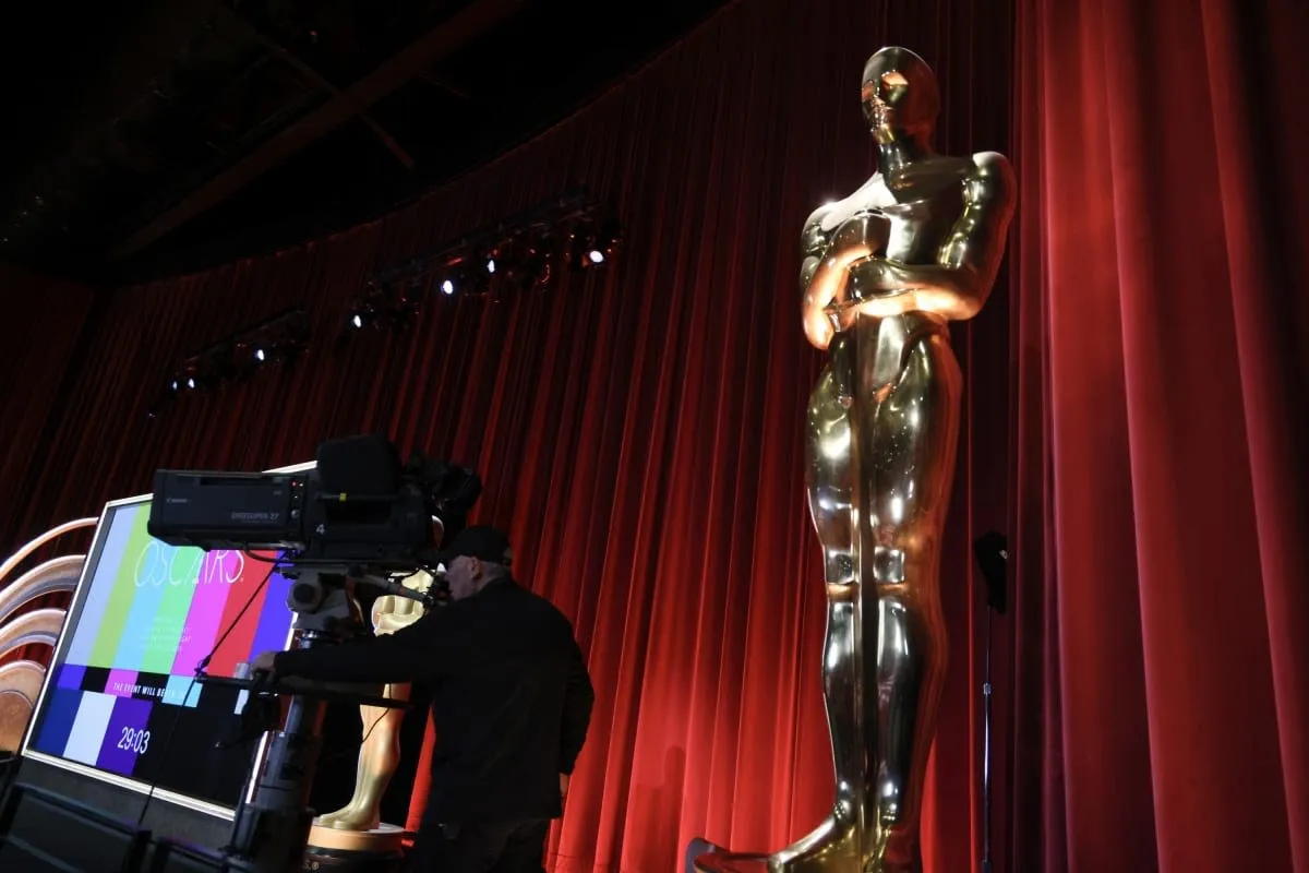 Image Source: A view of the telecast screen and Oscars statuette at the 96th Oscars Nominations. (Photo by Rodin Eckenroth/WireImage)