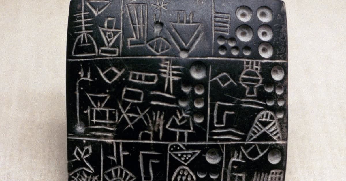 Representative Image Source: The earliest tablets with written inscriptions represent the work of administrators, perhaps of large temple institutions, recording the allocation of rations or the movement and storage of goods.  (Photo by Ann Ronan Pictures/Print Collector/Getty Images)