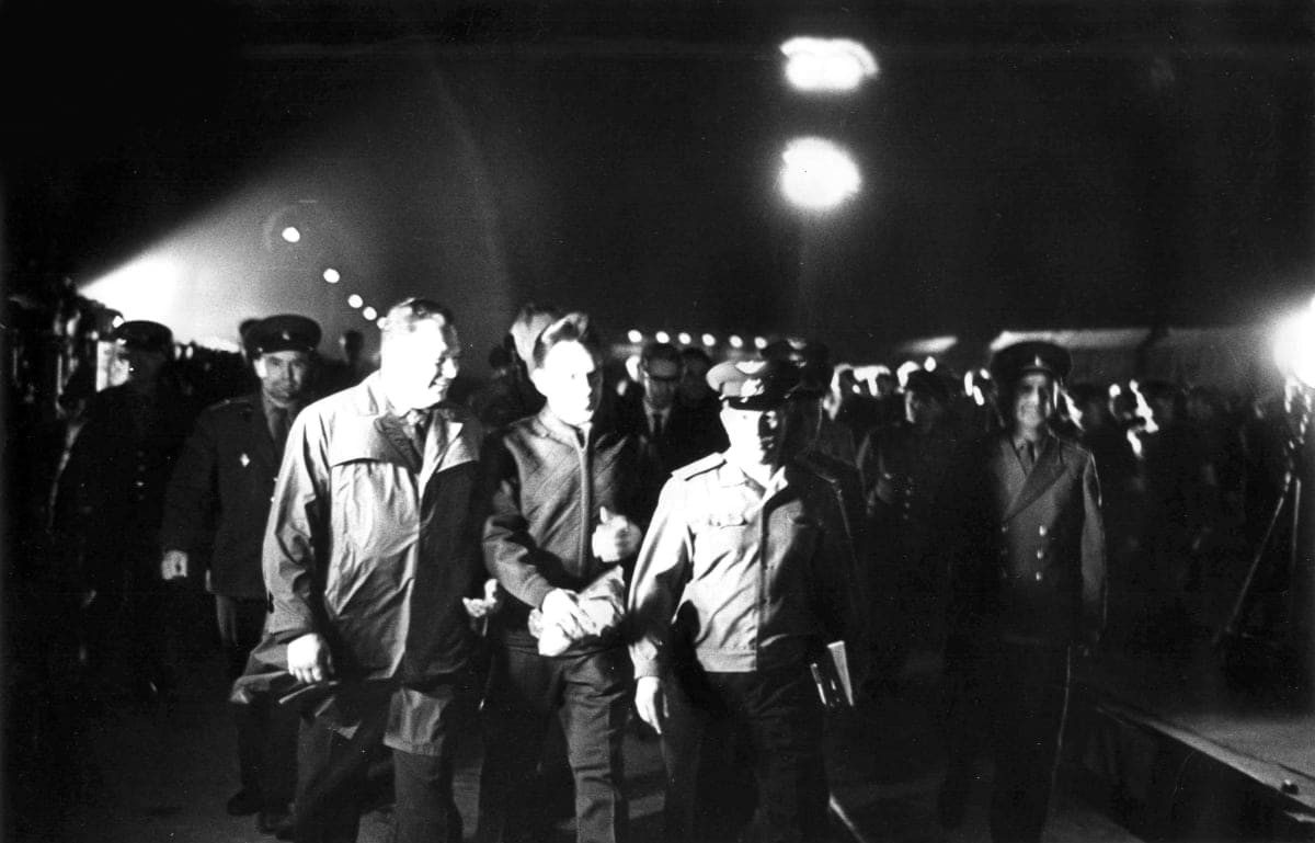 Image Source: Last steps of Russian cosmonaut Vladimir Komarov, Baikonur Cosmodrome, USSR, 23 April 1967. He was selected to pilot (Photo by Fine Art Images/Heritage Images/Getty Images)